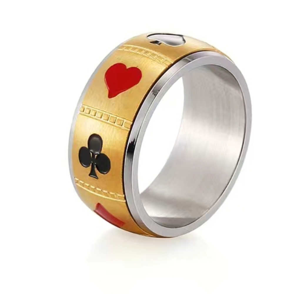 COPY - 8mm spinner playing card stainless steel  spinner ring size 6 to 12 avai…